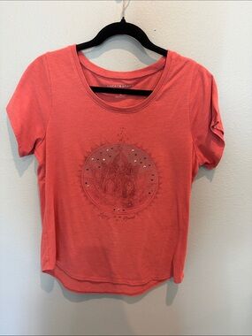 Lucky Brand Coral Crewneck Short-Sleeve Tee with Studded Graphic